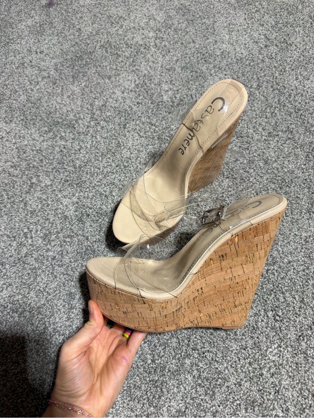 Women’s Clear Cork Heels -Size 9